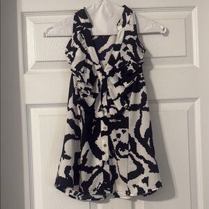 Express Black and White Ruffled Tie Front Tank Top